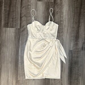 Michael Costello x Revolve Cream Satin Mini Dress - XS